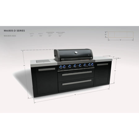 Mont Alpi 805 Deluxe Propane Gas Island Grill W/ Infrared Side Burner & Rotisserie Kit - Stainless Steel - MAi805-D - Room By The Tree