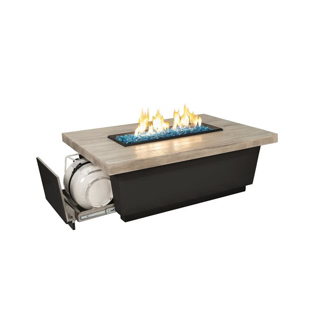 American Fyre Designs Reclaimed Wood Contempo Chat Height Fire Table, LP Select - Room By The Tree