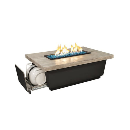 American Fyre Designs Reclaimed Wood Contempo Chat Height Fire Table, LP Select - Room By The Tree