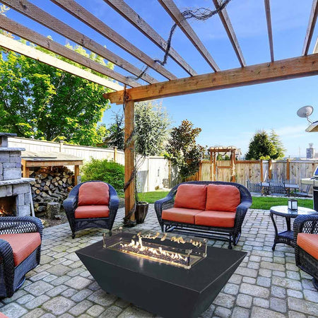 Grand Canyon ORECFT-603024 Olympus Extra Tall 60x30-Inch Rectangular Black Propane Fire Pit - Room By The Tree