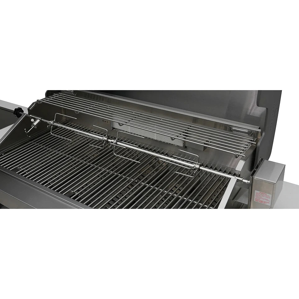 Mont Alpi 94-Inch 805 Deluxe Propane Gas Island Grill with Refrigerator, Infrared Side Burner, & Rotisserie Kit in Black Stainless Steel (MAi805-BSSFC) - Room By The Tree