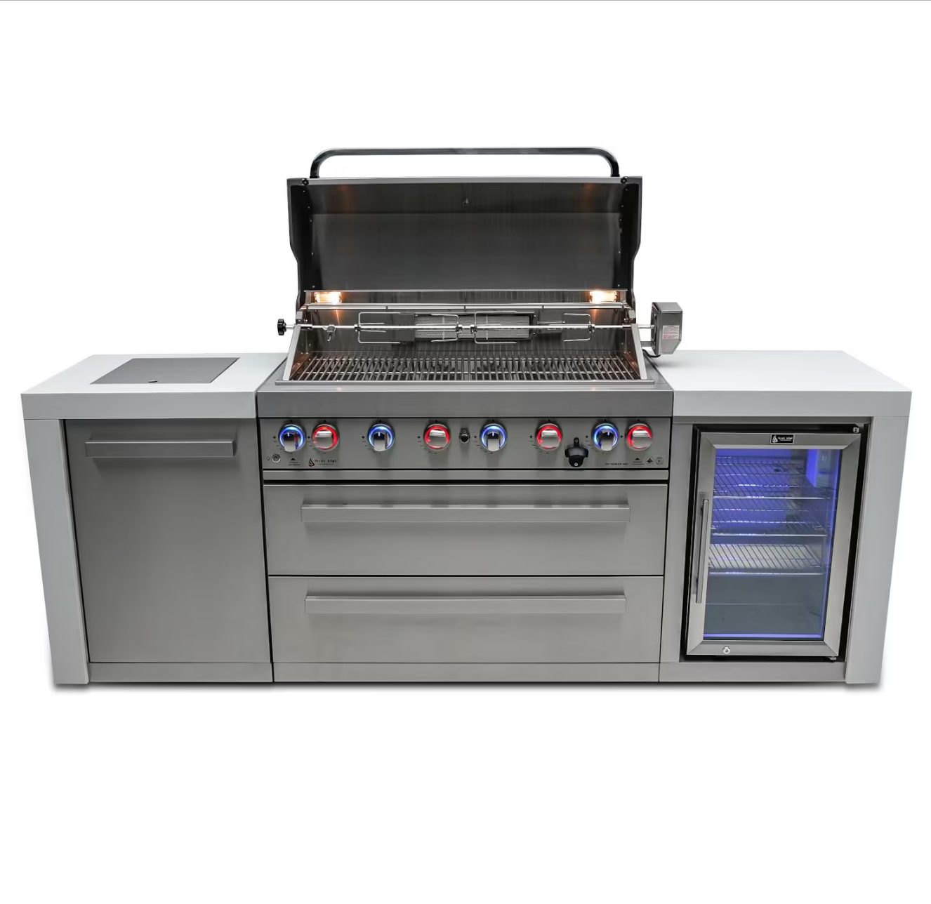 Mont Alpi 400 Deluxe Propane Gas Island Grill W/ Refrigerator Cabinet - MAi400-DFC - Room By The Tree