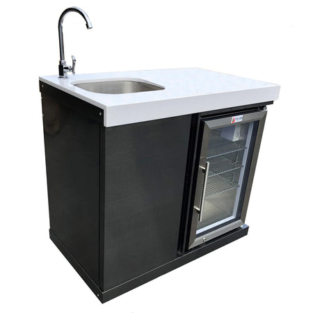 Mont Alpi Beverage Center Cabinet Module W/ Sink & 2.6 Cu. Ft. Outdoor Refrigerator - Stainless Steel - MASF - Room By The Tree