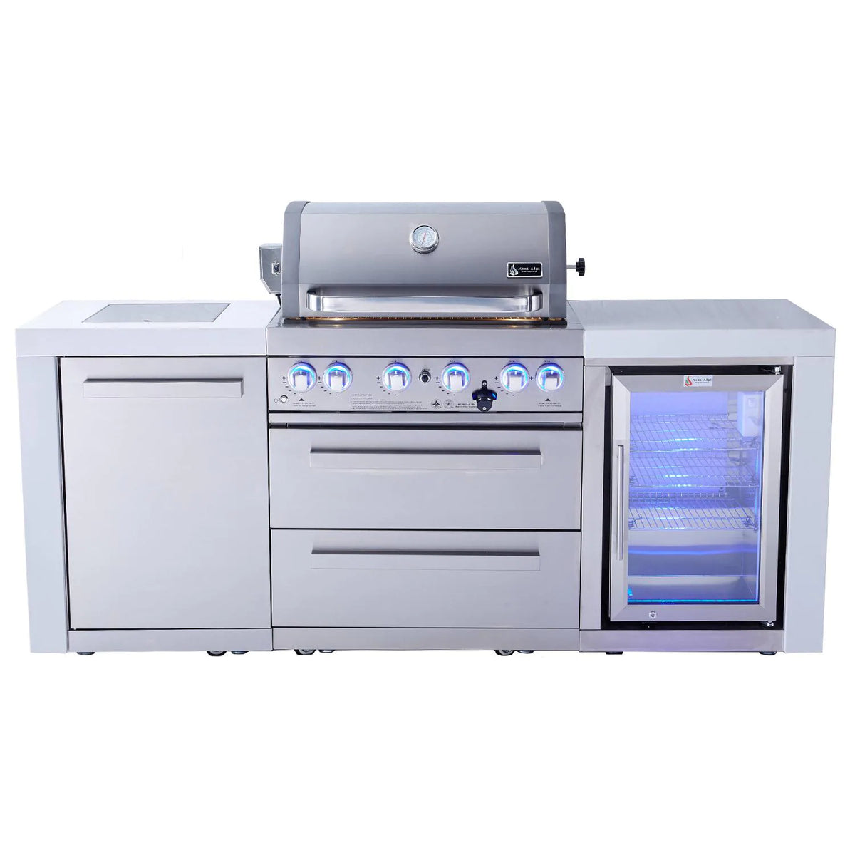 Mont Alpi 400 Deluxe Propane Gas Island Grill W/ Refrigerator Cabinet - MAi400-DFC - Room By The Tree