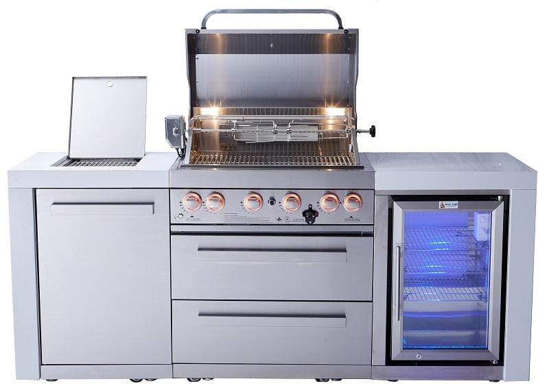 Mont Alpi 400 Deluxe Propane Gas Island Grill W/ Refrigerator Cabinet - MAi400-DFC - Room By The Tree
