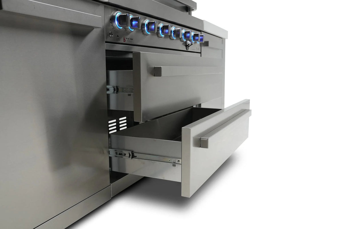 Mont Alpi 400 Deluxe Propane Gas Island Grill W/ Refrigerator Cabinet - MAi400-DFC - Room By The Tree