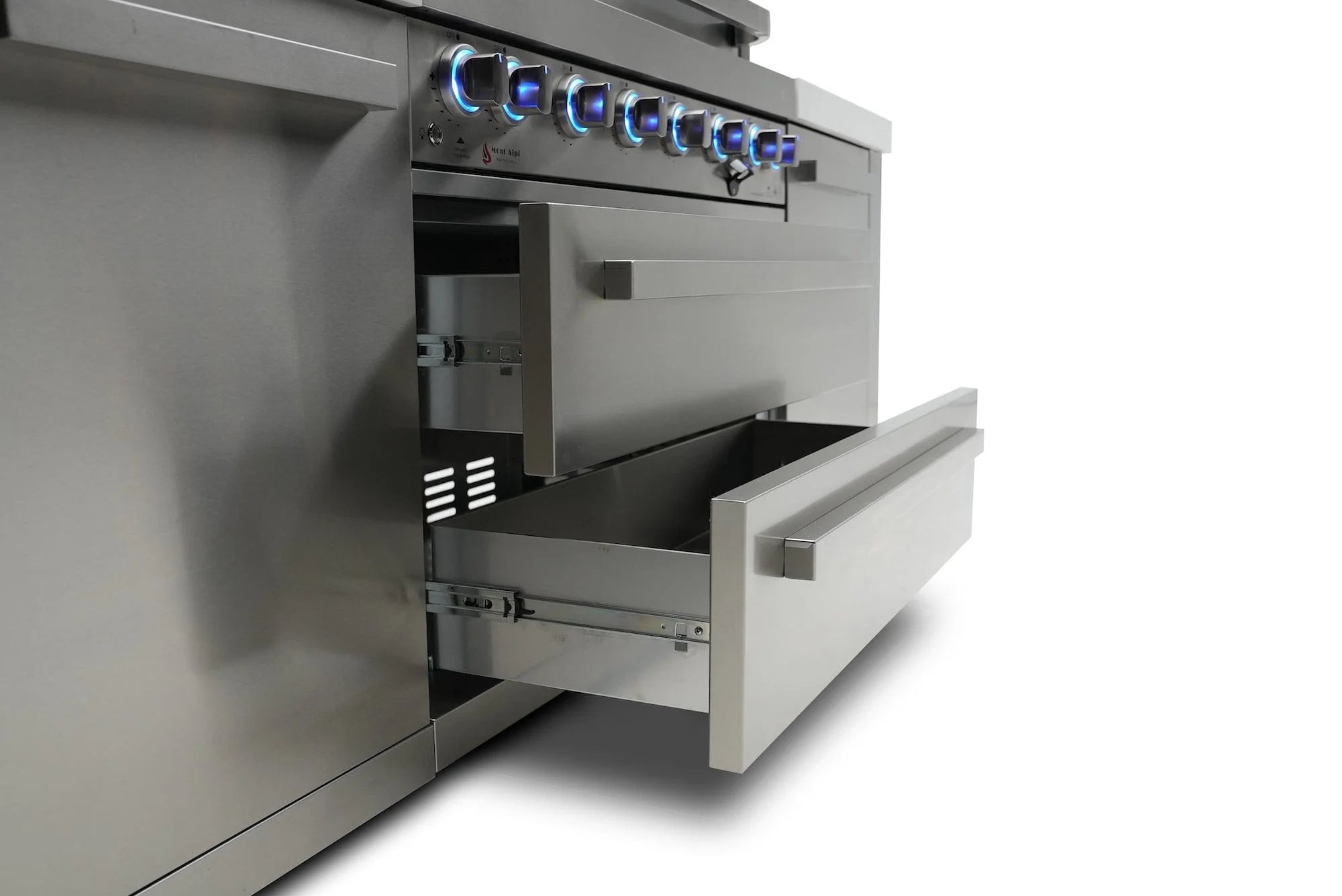Mont Alpi 400 Deluxe Propane Gas Island Grill W/ Refrigerator Cabinet - MAi400-DFC - Room By The Tree