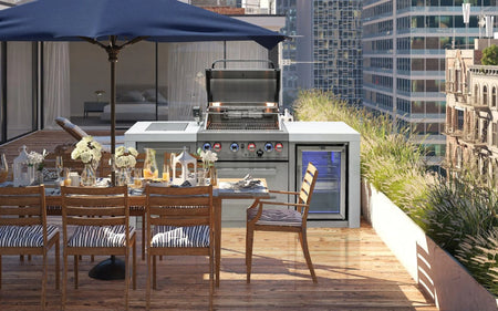 Mont Alpi 400 Deluxe Propane Gas Island Grill W/ Refrigerator Cabinet - MAi400-DFC - Room By The Tree