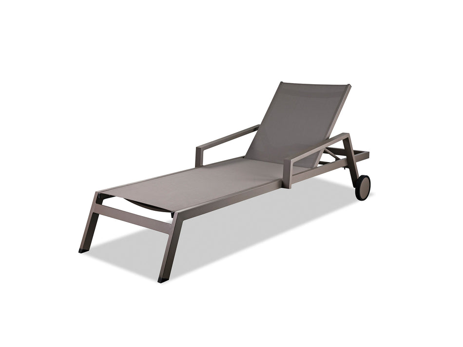 Bondi Outdoor Chaise Lounge in Taupe Texteline & Aluminum (Set of 2) by Whiteline Modern Living