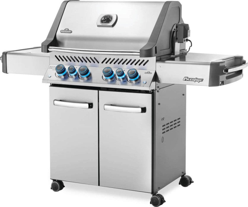 Napoleon Prestige 500 Propane Gas Grill with Infrared Rear Burner and Infrared Side Burner and Rotisserie Kit