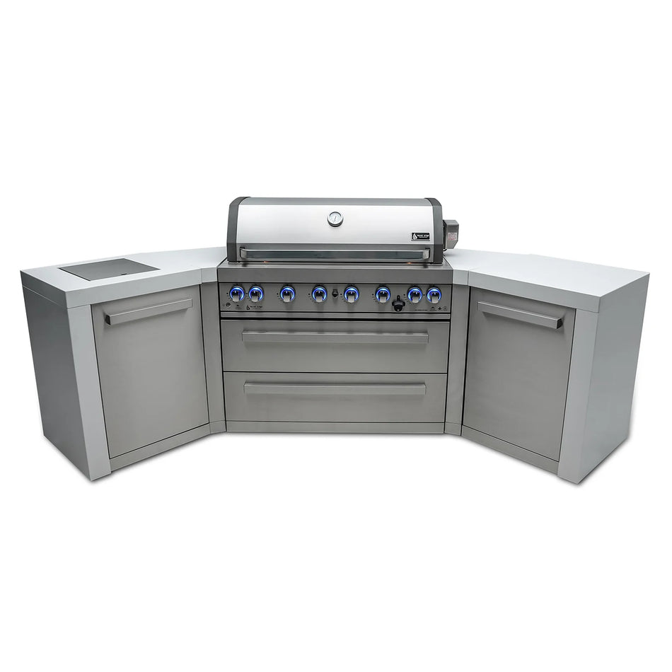 Mont Alpi 805 Deluxe 45 Degree Natural Gas Island Grill W/ Infrared Side Burner & Rotisserie Kit - Stainless Steel - MAi805-D45