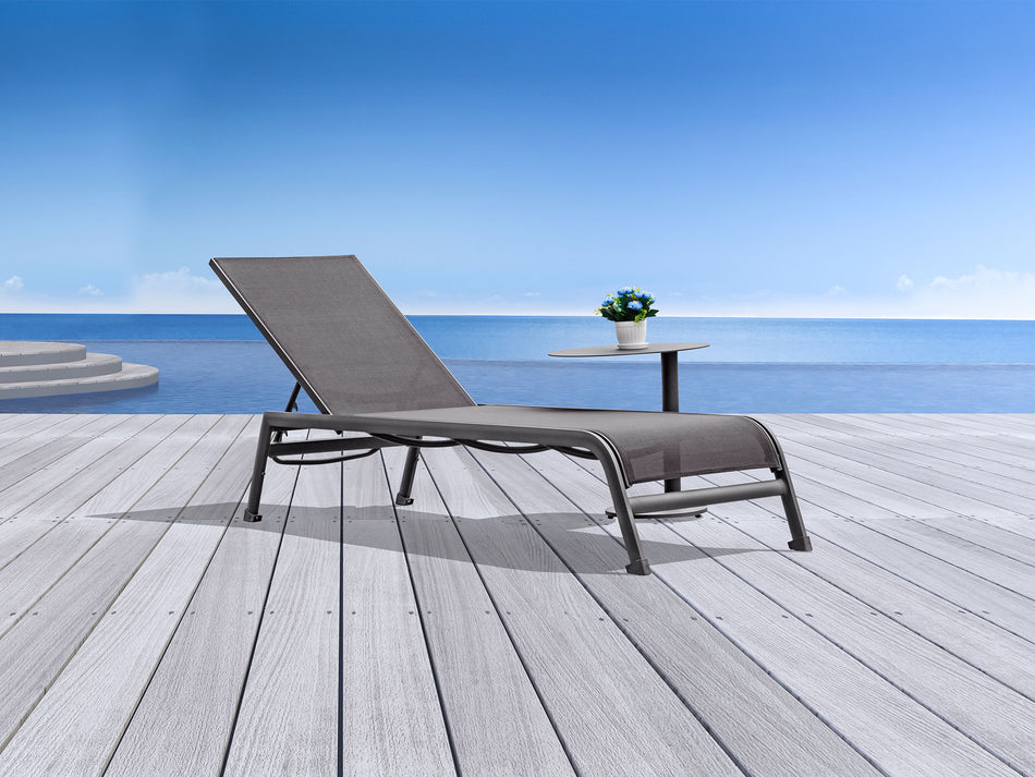 Gray Sunset Contemporary Outdoor Chaise Lounge - 2 Piece Set