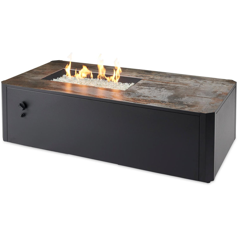The Outdoor GreatRoom Company Kinney 55-Inch Rectangular Propane Gas Fire Pit Table with 24-Inch Crystal Fire Burner KN-1224