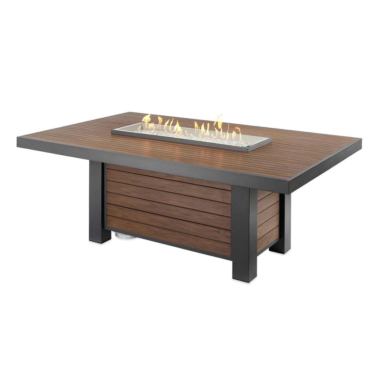 The Outdoor GreatRoom Company Kenwood 80-Inch Linear Propane Gas Fire Pit Dining Table with 42-Inch Crystal Fire Burner - KW-1242-K - Room By The Tree 