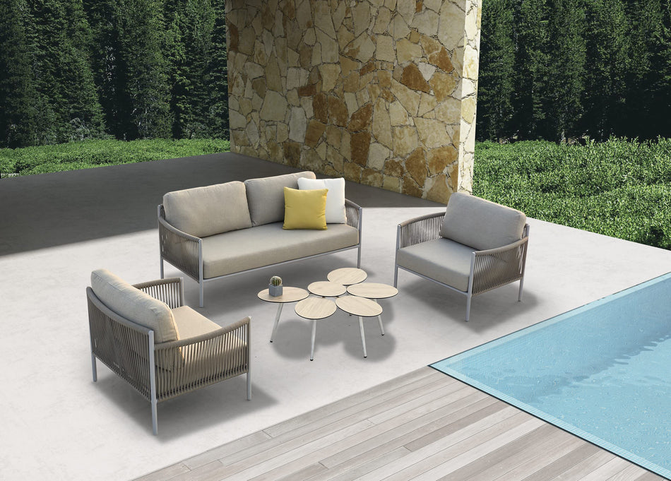 Catalina 4-Piece Outdoor Collection In Grey Aluminum and Pillows by Whiteline Modern Living
