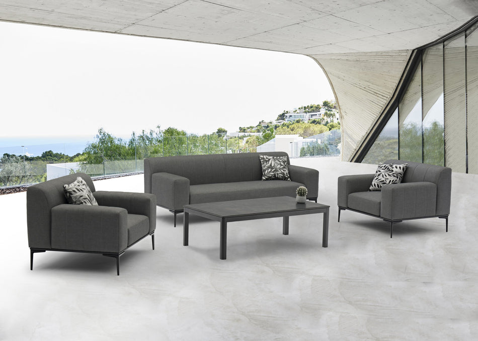 Ashton Outdoor Sofa Set in Gray Fabric & Dark Gray Aluminum by Whiteline Modern Living