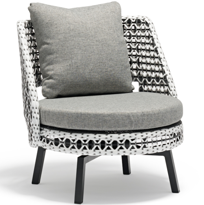 Koala Outdoor Accent Chairs & Side Table Set in Black, White & Grey Wicker by Whiteline Modern Living