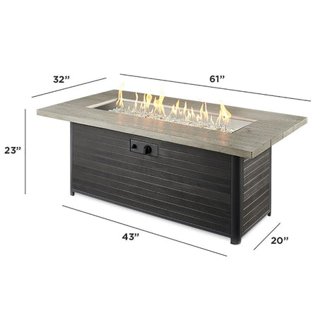 The Outdoor GreatRoom Company CR-1242-K Cedar Ridge Gas Fire Pit Table, Rectangular, 32x61-Inches - Room By The Tree 