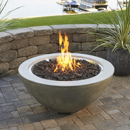 The Outdoor GreatRoom Company Cove 42-Inch Round Natural Gas Fire Pit Bowl with 30-Inch Crystal Fire Burner - Natural Grey - Ships As Propane With Conversion Fittings - CV-30-NG - Room By The Tree 