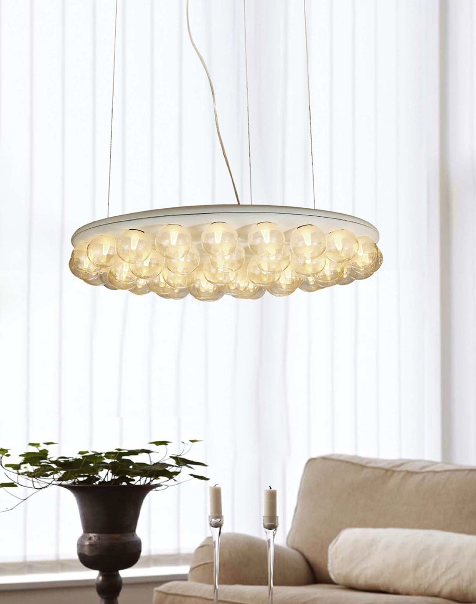 Ruby Pendant Lamp In White Metal And Glass Bulbs - Bold & Modern Style -  Whiteline Modern Living - PL1509-WHT